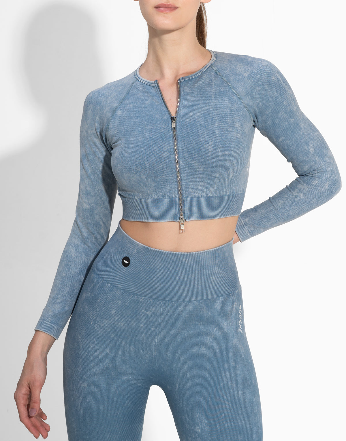 ZIPPED BLUE LONG TOP SEAMLESS