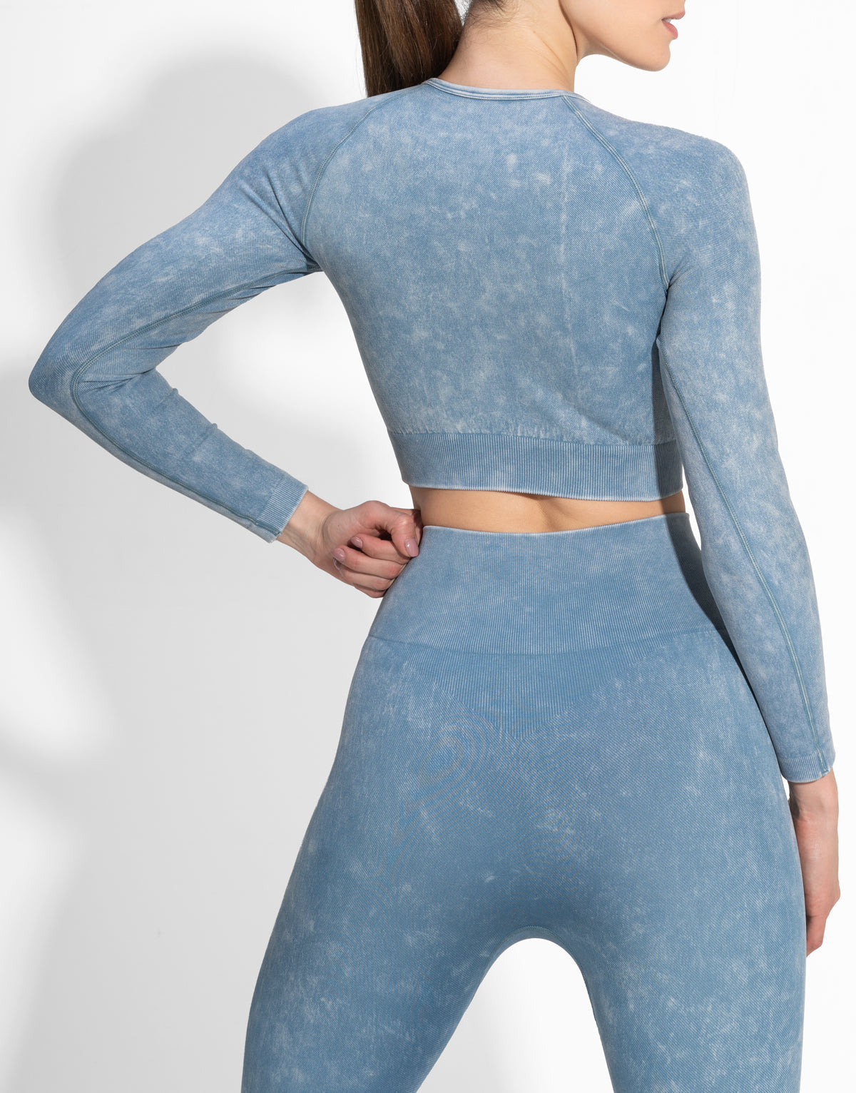 ZIPPED BLUE LONG TOP SEAMLESS
