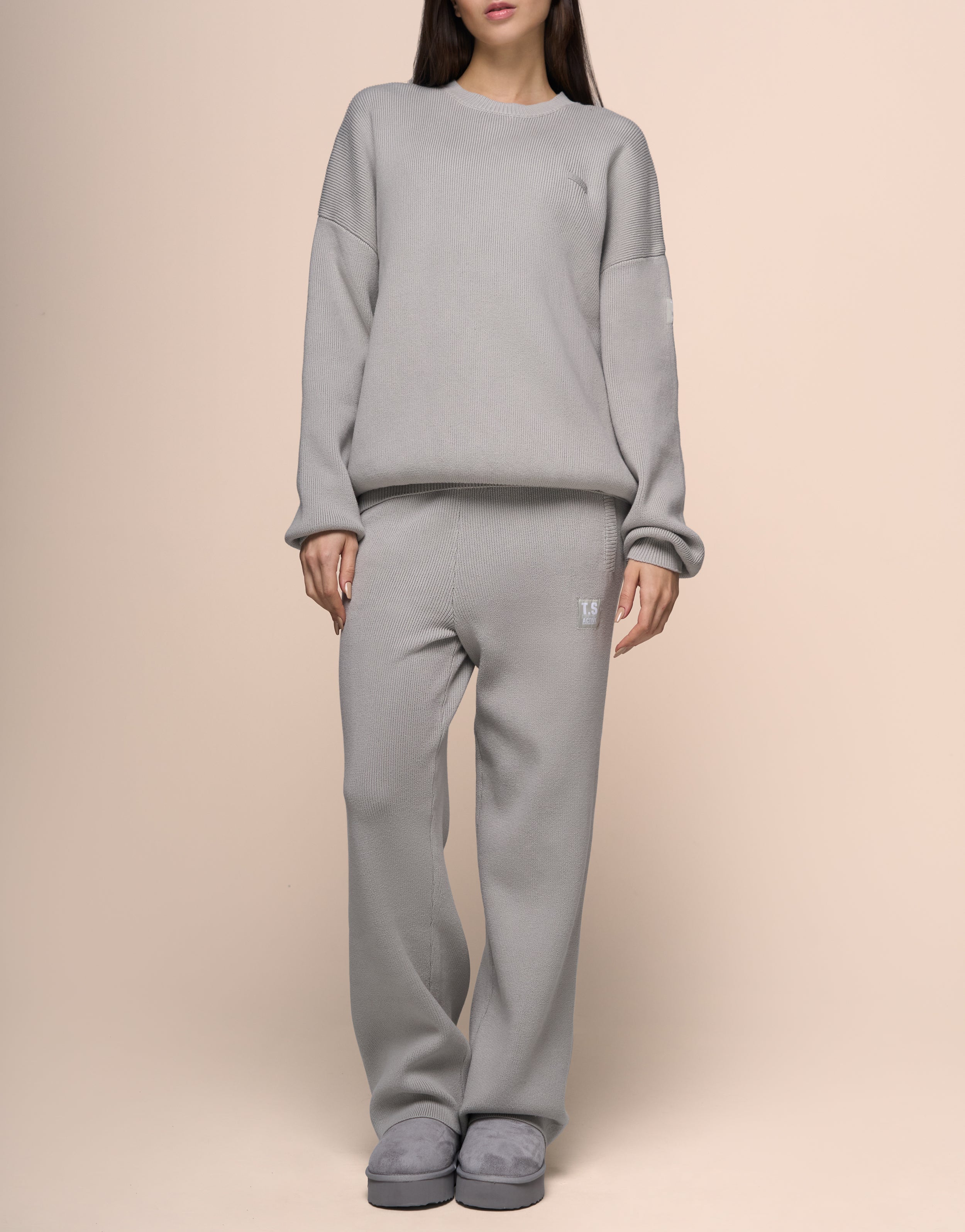 KNITTED GREY HOODIE